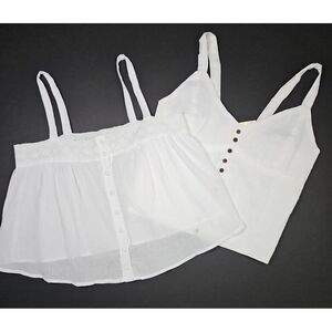 Love Notes Women's Lightweight White 100% Cotton Tank Top Size Medium - Lot of 2